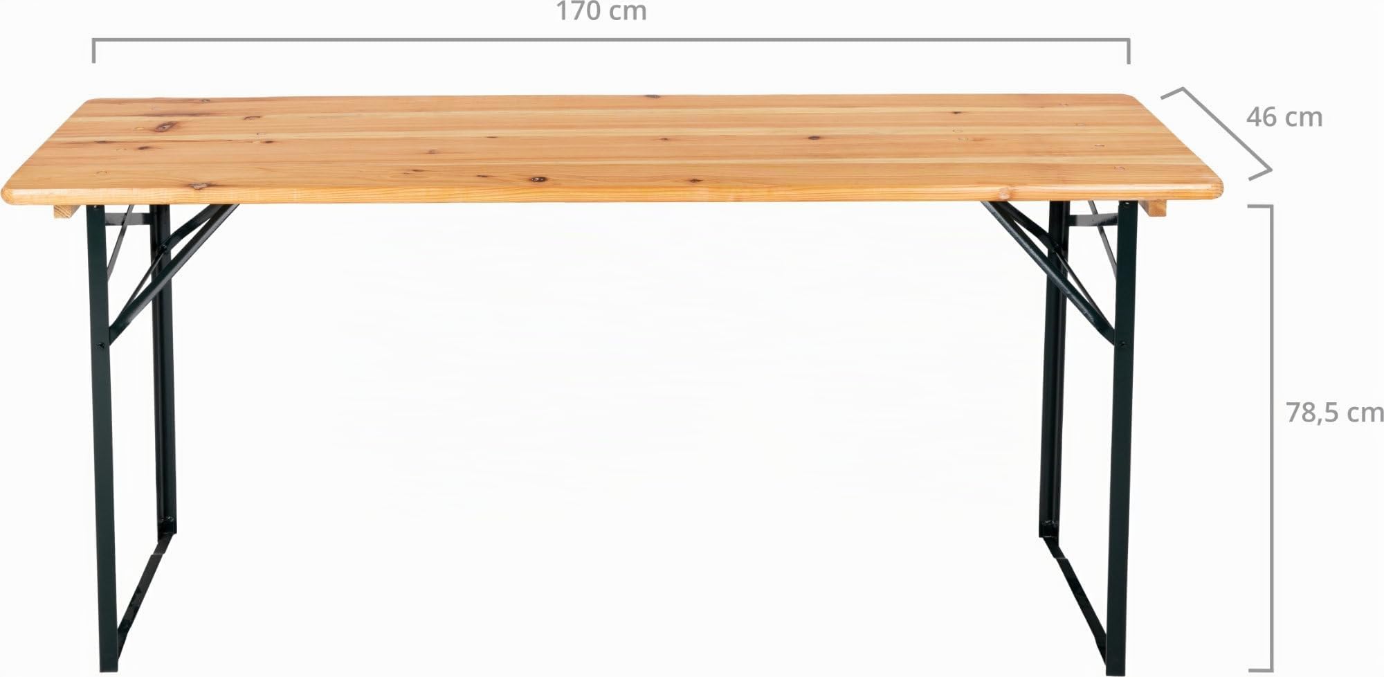 Stagecaptain BBT-170 Hirschgarten Tavolo Da Birreria 170 cm Naturale | Tavolo da birra robusto (170 cm di lunghezza), Cerniere metalliche robuste facili da aprire/ chiudere, 5 cm, 7 cm, Peso: 13