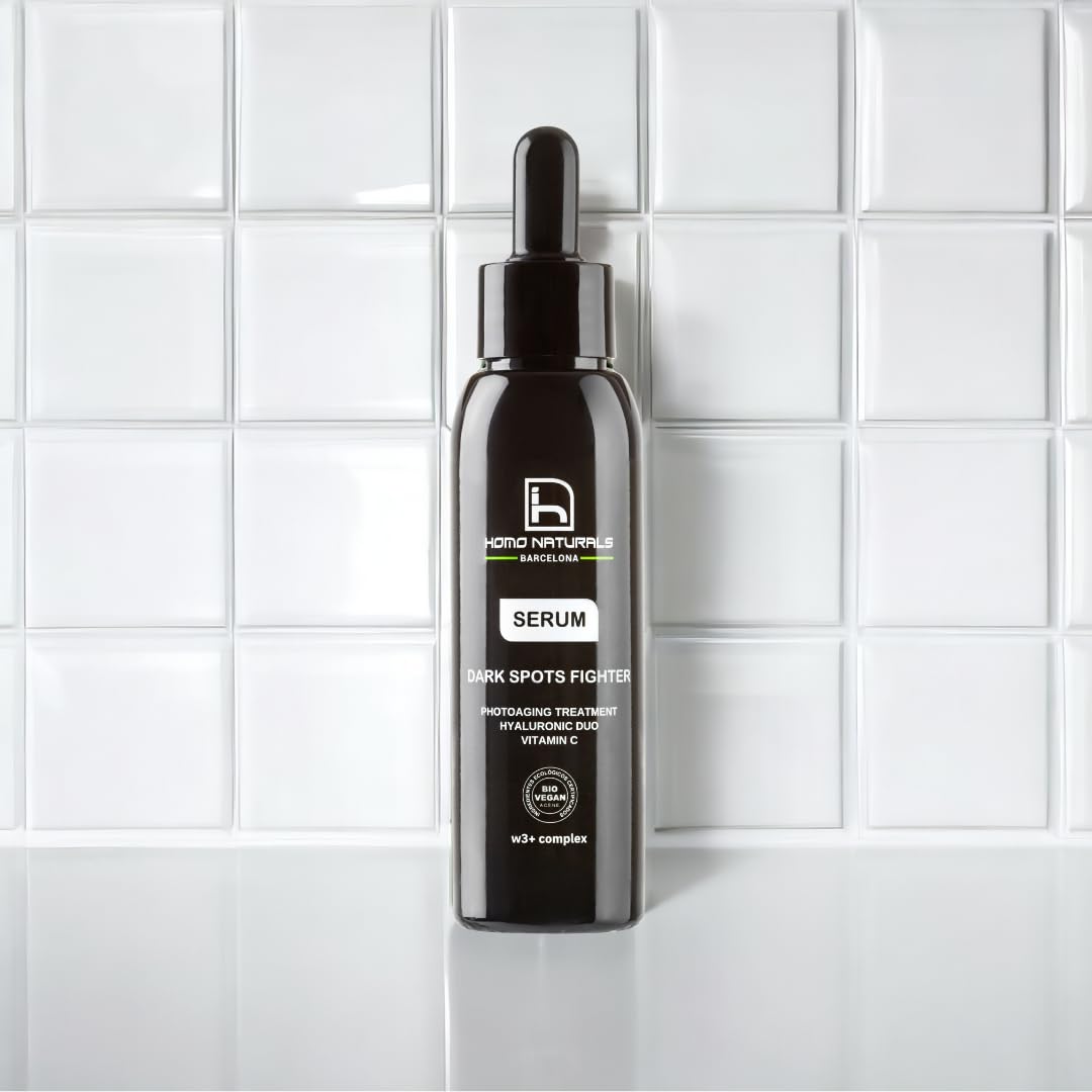 Homo Naturals Serum Facial Hombre Antiedad y Quita Manchas Cara - Crema Facial Ácido hialurónico - Crema para manchas en la cara hombre - Antiedad y Quitamanchas - Certificado Orgánico - 100 ml