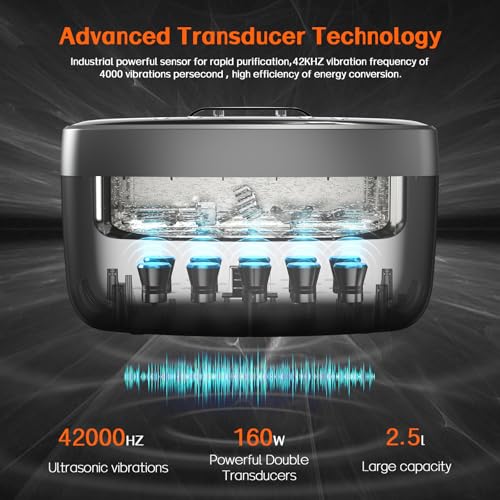 KECOOLKE Limpador ultrassônico de grande capacidade de 2,5 L com desgaseificação, aquecimento e ajus