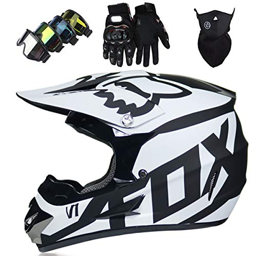 Motorradhelm - Motocross Helm Set - Dirt Bike Fullface Offroad Motorrad...