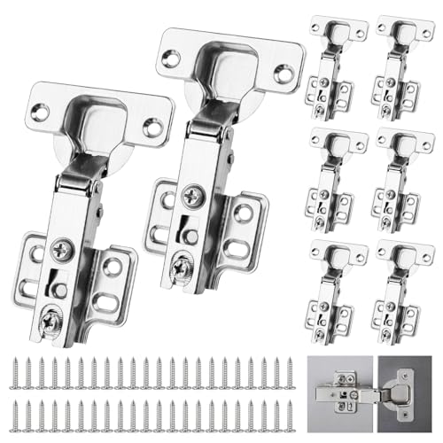 8x Bisagra para Muebles 110° Bisagras de Armario Bisagras puertas Madera Bisagras cocina con muelle 48x tornillos, Amortiguador para Puertas Armario Cocina