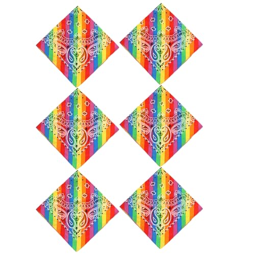 Ekoama Bufanda cuadrada de algodón con diseño de arco iris, accesorio multiusos unisex transpirable