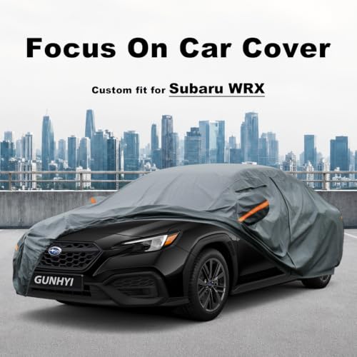 Image of GUNHYI Premium Car Cover Custom Fit Subaru WRX, 16 Layers Heavy Duty Car Cover Waterproof All Weather with Zipper Door for Sun Rain Snow Dust Uv Protection