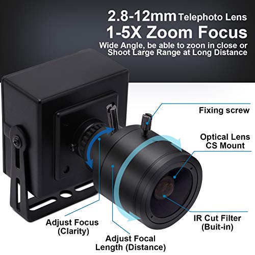 SVPRO 2.8-12mm Zoom Lens USB Camera 1080P Full HD Mini Cam 100fps/60fps/30fps CMOS OV2710 Portable USB Camera with Metal Casing & Bracket, Computer Streaming Webcam for PC Desktop & Laptop,Support OTG - Thumbnail 3