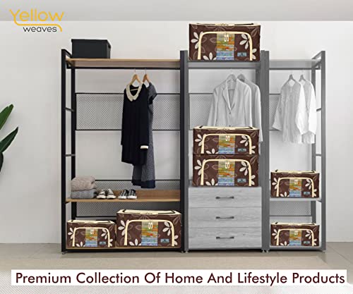 Image of Yellow Weaves Foldable Cloth Storage Box /Wardrobe Organizer 66 LTR, 2 pieces, Brown