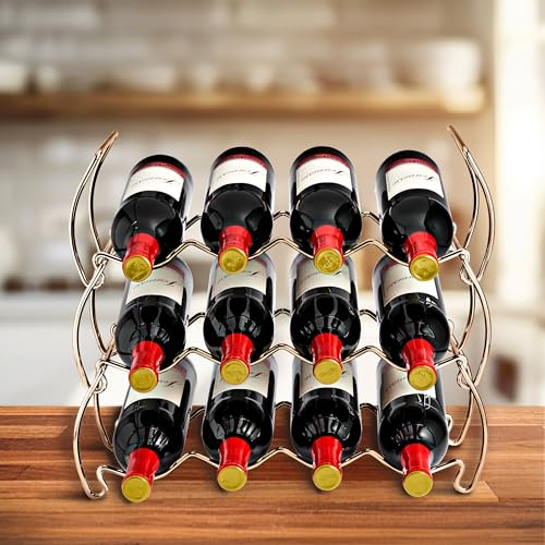 Sorbus Countertop Wine Racks, Metal Bottle Rack (12 Bottle, 3 Tier, Copper) - image 4