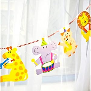 Ｃｒｅｖｅ　Ｃｅｌｌ ガーランド party かわいい動物がいっぱい！ 2m 15枚セット 誕生日 誕生日会 パーティー お部屋飾り 子供部屋 赤ちゃん" 