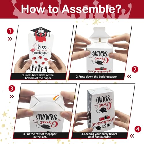 Image of 24Pcs Class of 2025 Graduation Party Popcorn Treat Boxes Candy Cookie Popcorn Container for 2025 Graduation Party Favors