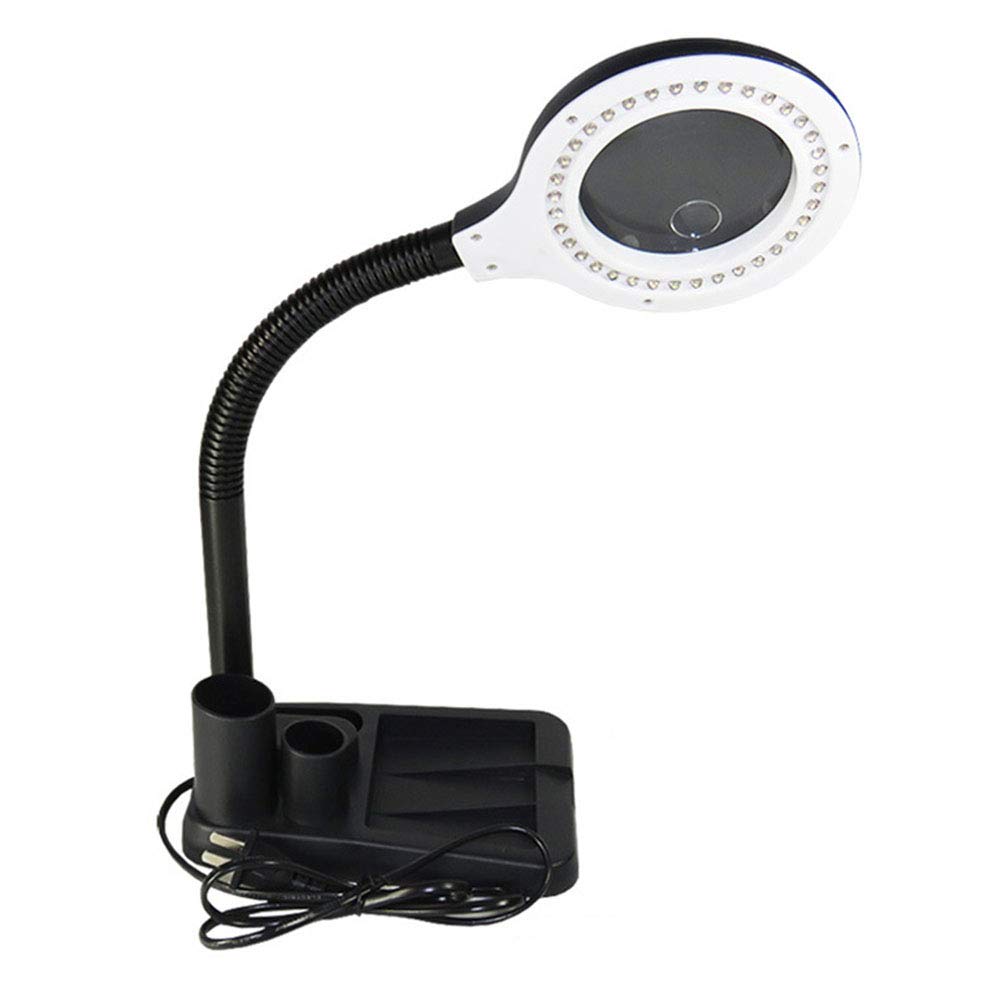 LED Magnifying lamp Desktop Magnifier W/pen Container Repair Tool 220V