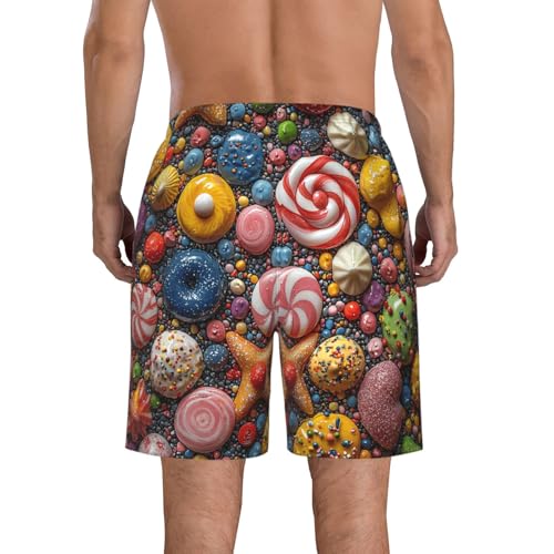 Men Swim Trunks Beach Shorts Swimwear Summer Bathing Suits - Colorful Candy3