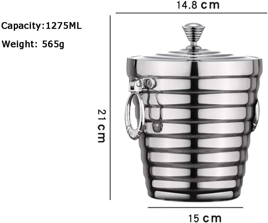 Ice Bucket Ice Bucket Thick Double Stainless Steel Ice Bucket Ice Bucket Wine Red Beer Ice Bar Hotel Insulation Ice