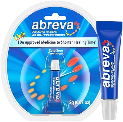 Abreva Docosanol 10% Cream Tube, FDA Approved Treatment for Cold Sore/Fever Blister, 2 grams