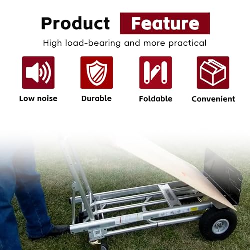 Carretilla plegable 2 en 1 capacidad 1000 lb, ruedas inflables 10 pulg miniatura 6