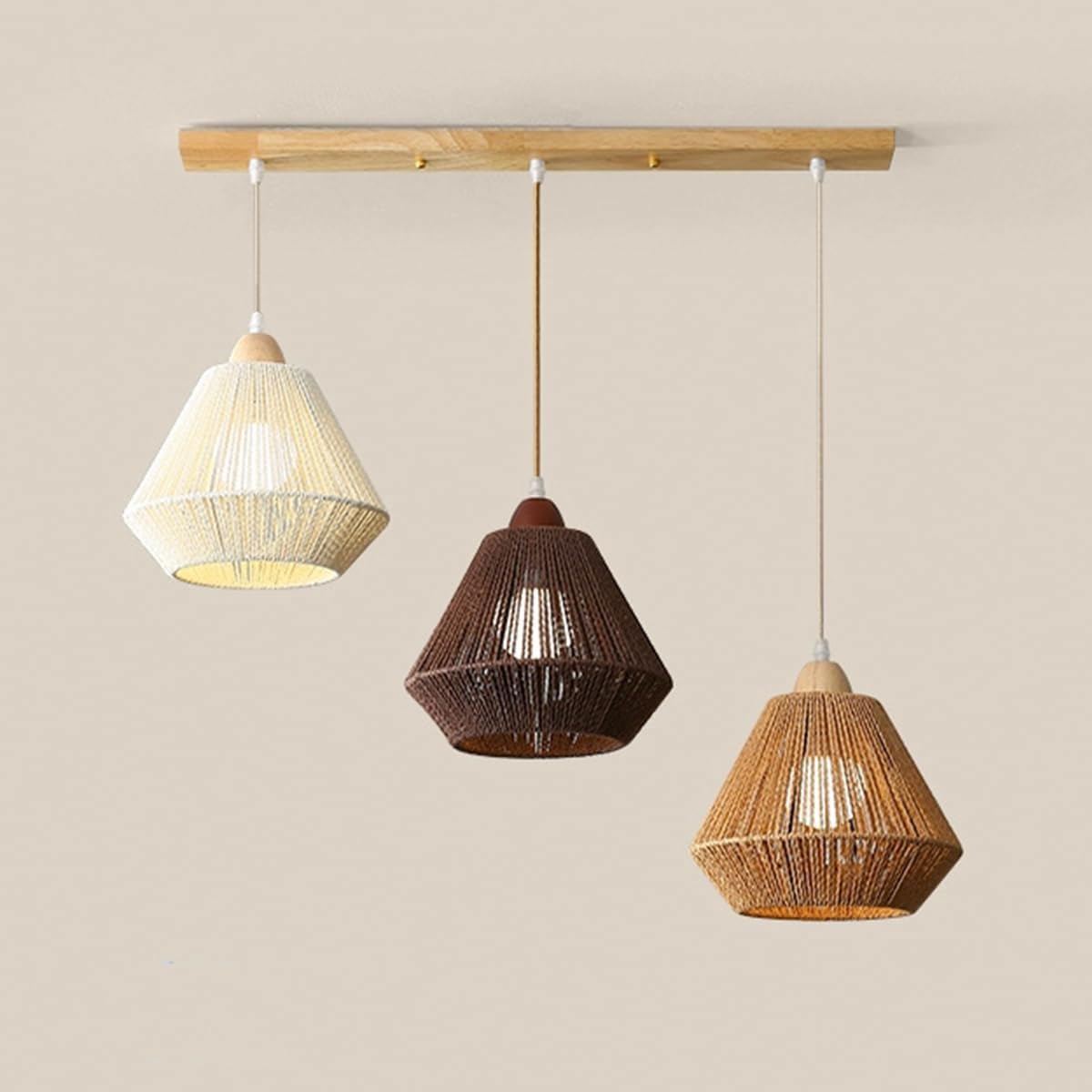 Lampe suspendue Wabi-sabi en rotin naturel pour salle à manger chaleureuse