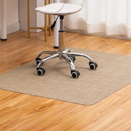 Image of BARoyal Office Chair Mat for Hardwood Floor Under Desk Computer Rolling Chair Mat for Wood /Tile Floor Non-Slip Heavy Duty Desk Rug PVC Plastic Hard Floor Protector 48 inch x 60 inch(Linen)