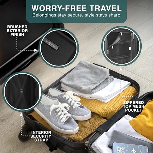 Image of Luggage Sets 2 Piece, 24 Inch Suitcase and 28 Inch Luggage with Spinner Wheels, Durable Hard Shell Suitcase Set, Expandable Travel Suitcases with Wheels, Jet Black