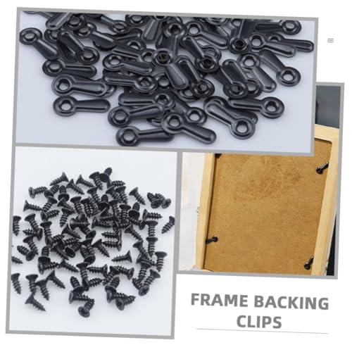 Image of Angoily 100pcs Photo Frame Hardware Clips Backing Clips Screws for Easy Hanging of Pictures Frames Mirrors Artwork for Styles