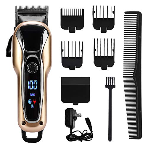 LIDIWEE Hair Clippers, Barber Trimmer for Men - Adjustable Professional Haircut Trimmer, LED Display Rechargeable Cord/Cordless Beard Trimmer Grooming Kit With 4 Guide Combs