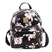 Kemilove Women Girls Floral Printing PU Leather Shoulder Bag Backpack (Black)