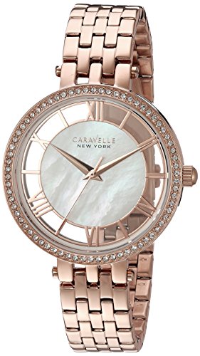 Caravelle New York Women's Stainless Steel Quartz Watch with Stainless-Steel Strap, Rose Gold, 7 (Model: 44L171)