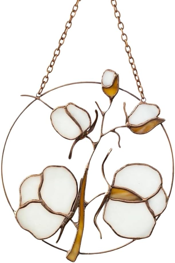 Cotton Stained Glass Wall Window Hanging Suncatchers. Home Patio Garden Decor Panel. White Wall Hanging. Nature Inspired Home Decor. Mother's Day Gift. Housewarming Gift. Spring Window Decor