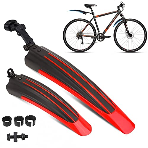 Favuit 自転車用泥よけ フェンダー 角度調整可能 フェンダーセットサイクル マッドガード耐久 軽量フロントとリアフェンダー前後セット汎用泥除け 自転車アクセサリー ロードバイククロスバイク用 子供用どろよけ (レッド)