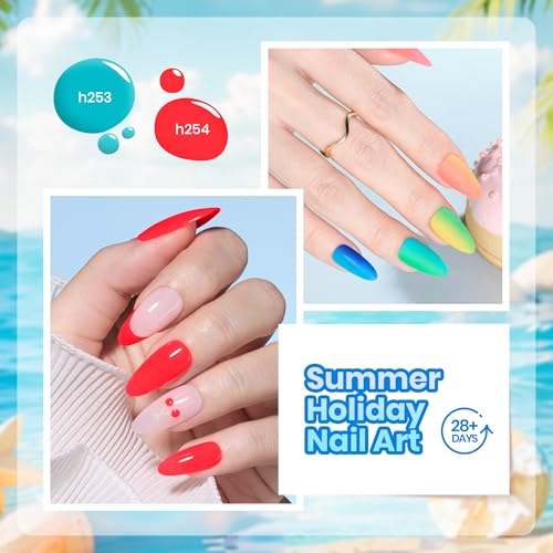 Image of Beetles Neon Gel Nail Polish - Dreamy Summer Nails Art, 6 Colors Hot Pink Blue Yellow Green Summer Gel Nail Polish Set, Soak Off UV LED Bright Rainbow Neon Nails Art, Long-Lasting Manicure Salon