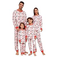 Adisputent Christmas Pajamas for Family Matching Long Sleeve Couples Holiday Sleepwear Two Piece Funny Christmas Pjs Sets, White Red Elk, 4T