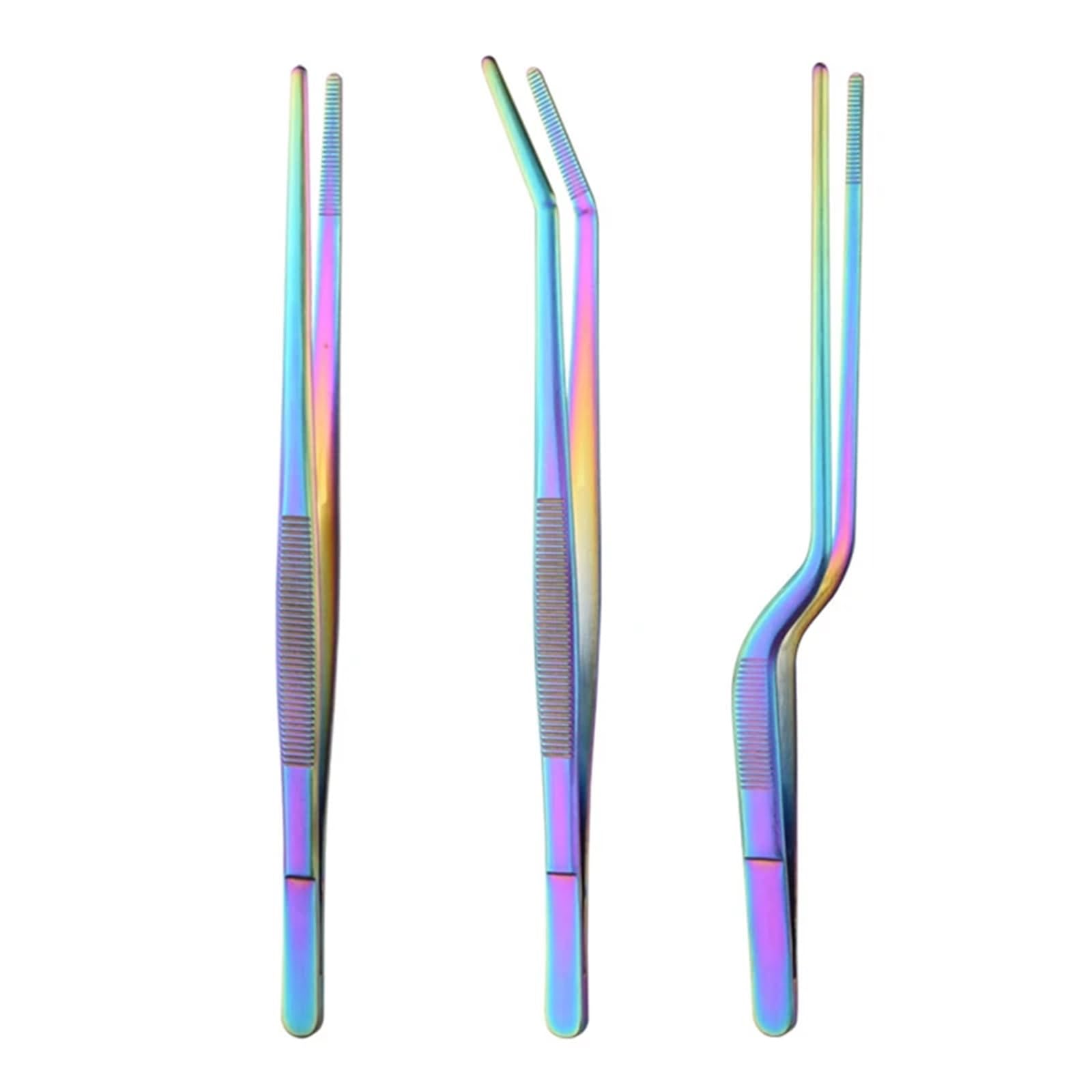 Pinzas Cocina Pinzas de cocina 8/12 pulgadas, pinzas precisión culinarias acero inoxidable, for barbacoa(12-Inch 3Pcs)