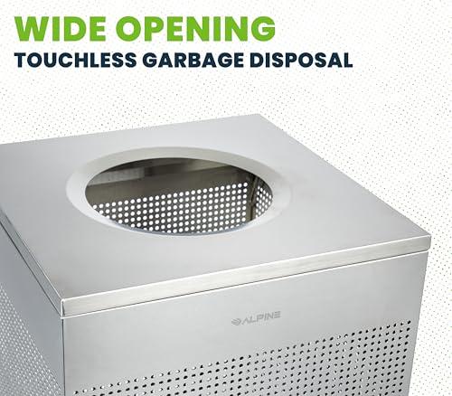 Image of Alpine Stainless Steel Commercial Trash Can - Large Perforated 40 Gallon Trash Can Open Top, Heavy Duty Garbage Can for Indoor & Outdoor in Office, Commercial Bathroom, Hotel, Lobby, and Businesses