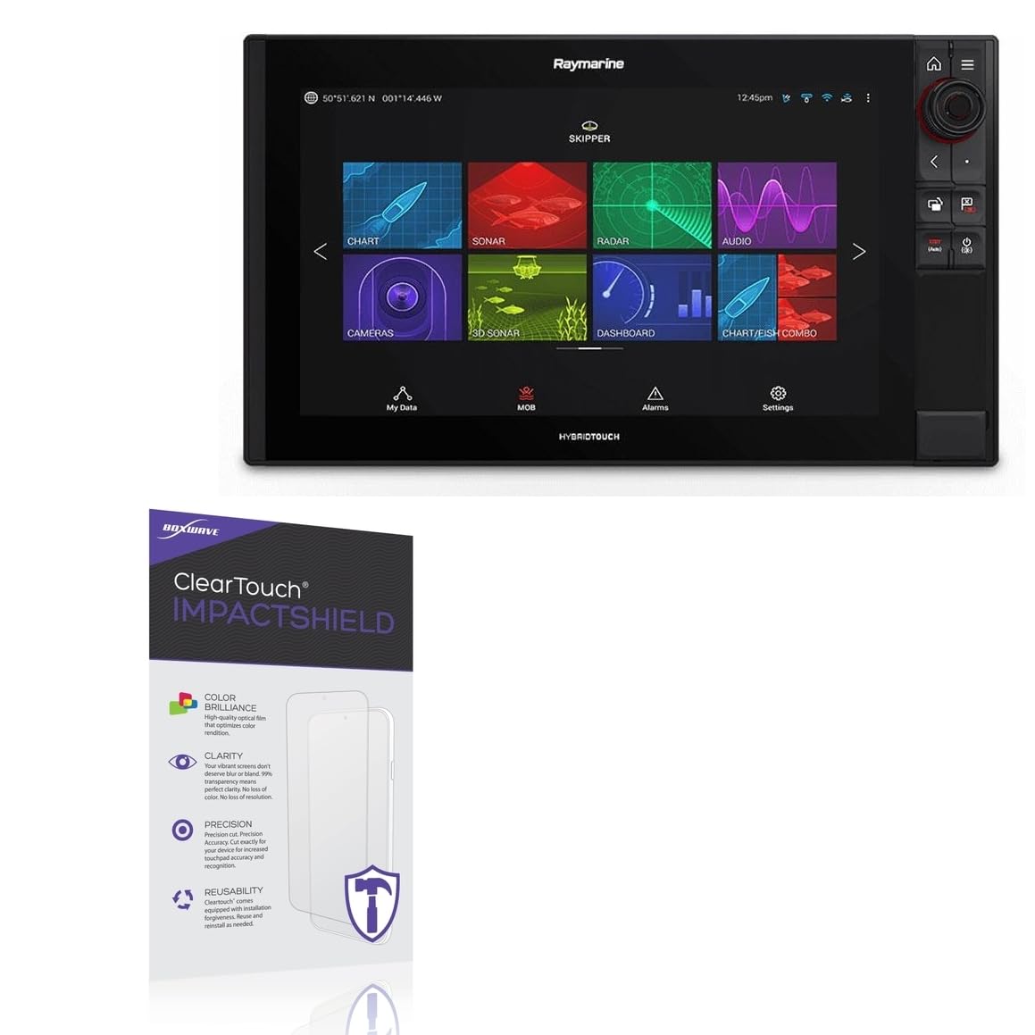 BoxWave Screen Protector Compatible with Raymarine Axiom Pro 16 - ClearTouch ImpactShield (2-Pack), Impenetrable Screen Protector Flexible Film