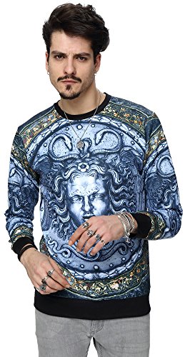 PIZOFF Unisex Hip Hop Sweatshirts mit 3D Digital Print 3D Muster Helios Medusa Skulptur der italienischen Renaissance Y1759-50-L