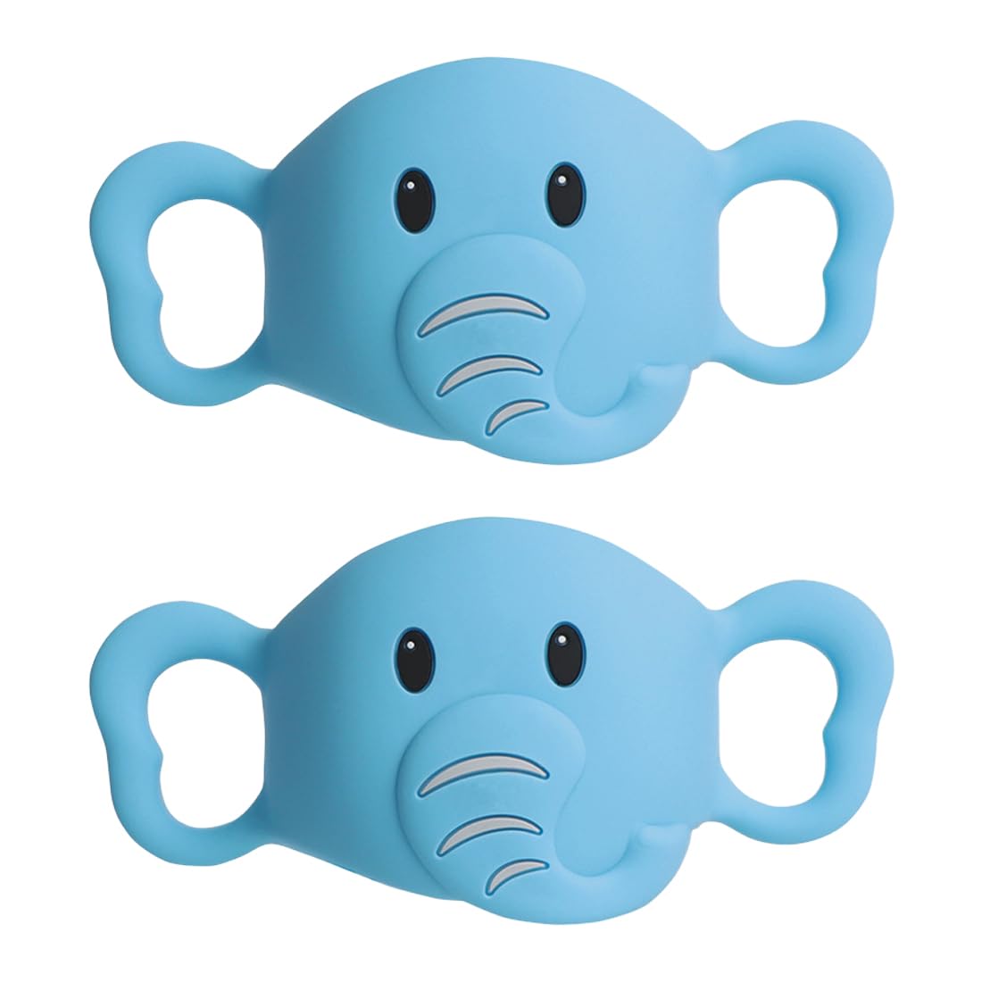 SGERUFZ 2 Maniglia Universale per Biberon, Maniglia Elefante Blu, Maniglia in Silicone, Taglia Universale