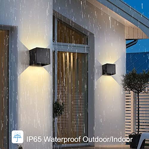 CANMEIJIA Aplique pared Exterior, 12W Impermeable IP65 Lampara de pared Interior Exterior Luz Cálida 3000K 1000 lm Ángulo ajustable Lámpara Pared Negro para Porche Salón Dormitorio - imagen 2