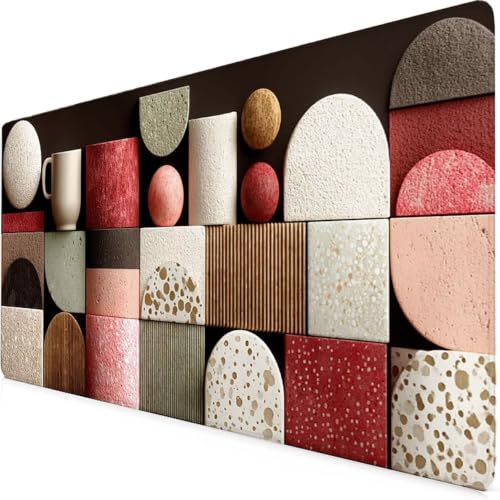 Tapis de souris géométrique rose pour bureau et ordinateur 1200 x 600