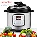 Becooker 2 4Qt 5-in-1 Use Programmable Pressure, Stainless Steel Pot Rice, Slow Cooker, Meat Stew, Sauté, Steamer, and Warmer, 4 quart Black