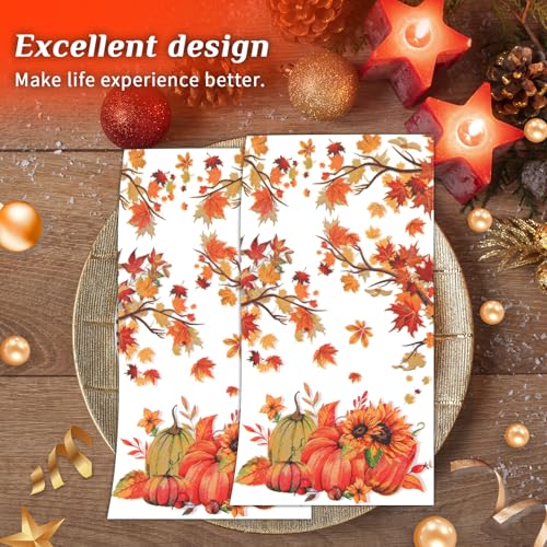String Pull 200-Piece Maple Leaf Print Paper Napkins, Disposable Hand Towels for Bathrooms, Decorative Guest Napkins, Fall Leaves Party Supplies, Kitchen Table Decor for Thanksgiving Everyday Use — view 6