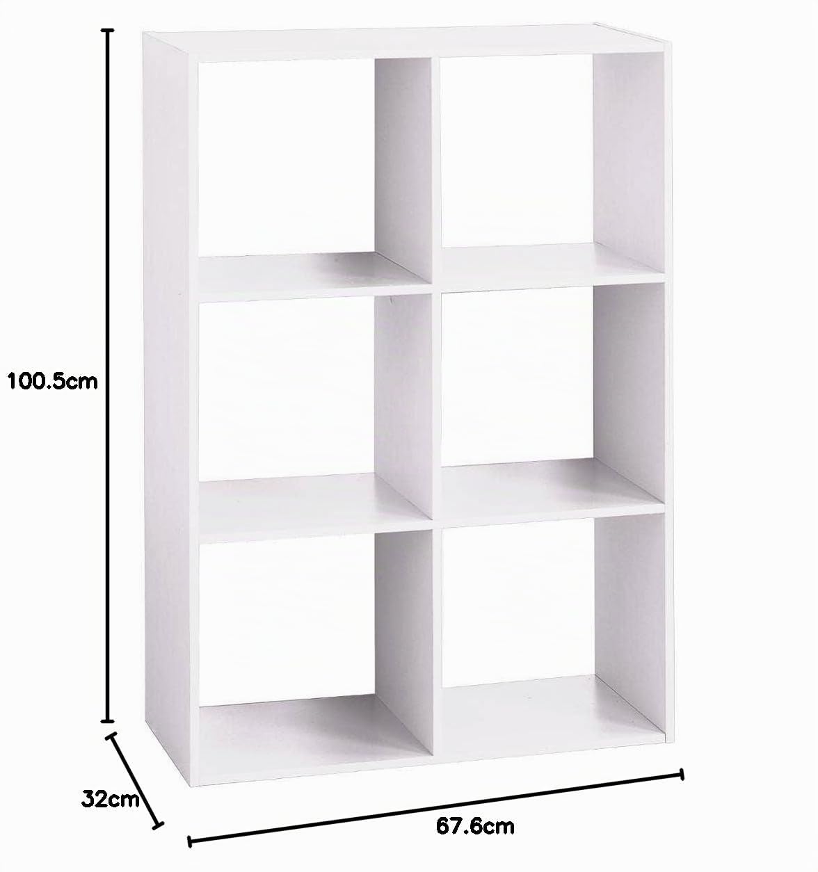 5 five simply smart 5five - Estantería Mix'n Modul de 6 Compartimentos - Efecto Madera Blanca - Almacenamiento práctico y práctico - An. 67,5 x Pr. 32 x Al. 100,5 cm - Salón, Oficina, Dormitorio