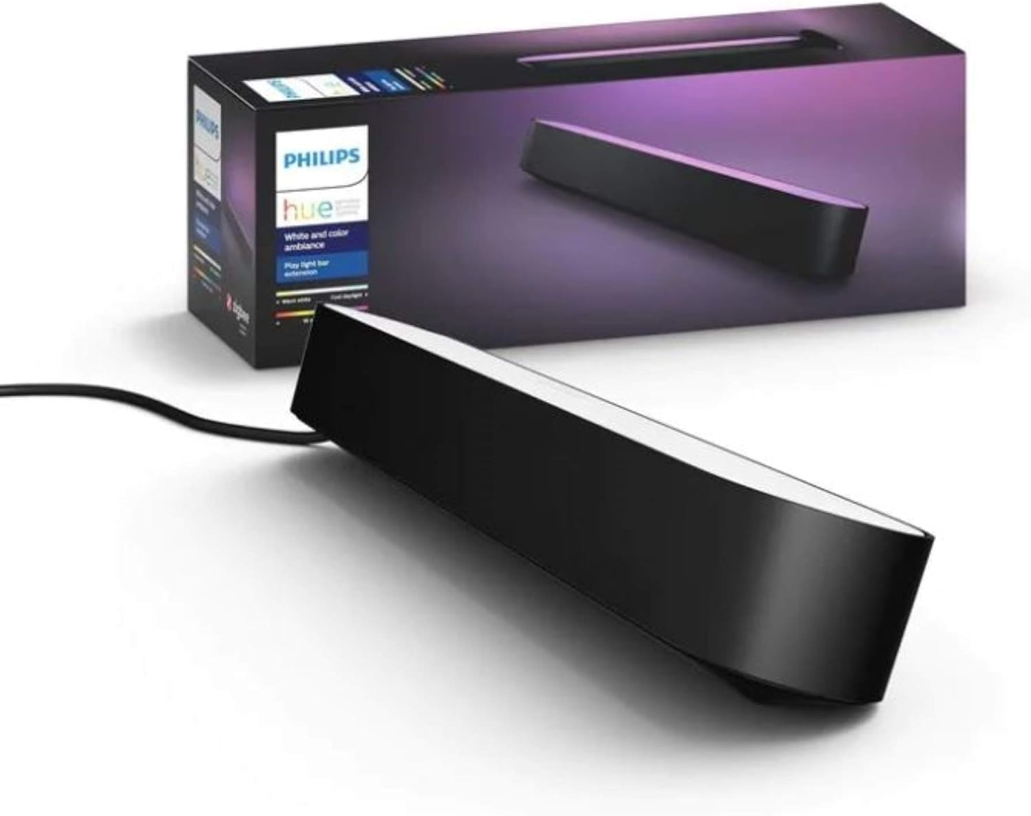 Philips Hue Play White and Color Ambiance LED Barre Lumineuse Connectée, Pack Simple, Noir, Compatible Alexa, Google Assistant, Apple HomeKit