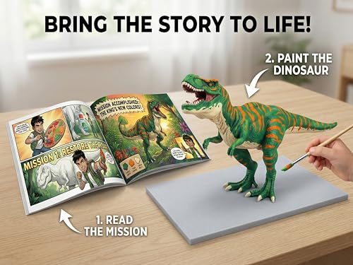 Image of Unscroo DIY 3D Model Painting Kits - Dinosaurs, Ice Age Animals & Unicorns - 3D Printed Art & Craft Hobby Gift for Kids, Teens & Adults - Return Gift Sets (Dinosaur World (5-Pack))