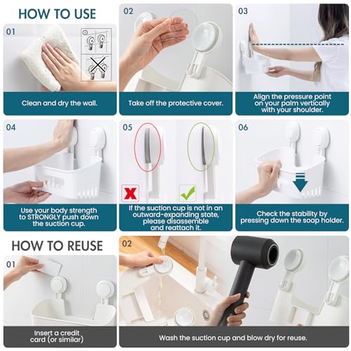 Taili AW578 Shower Caddy Suction Cup & Toothbrush Holder & Soap Holder Heavy Duty Bathroom Shower Organizer thumb #6