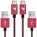 RAMPOW Micro USB Cable [3.3ft, 2-Pack] - QC 3.0 High Speed Android Charging Cable-Compatible with S9/S7/S6, Sony, HTC, Motorola, Kindle, LG and More-Red