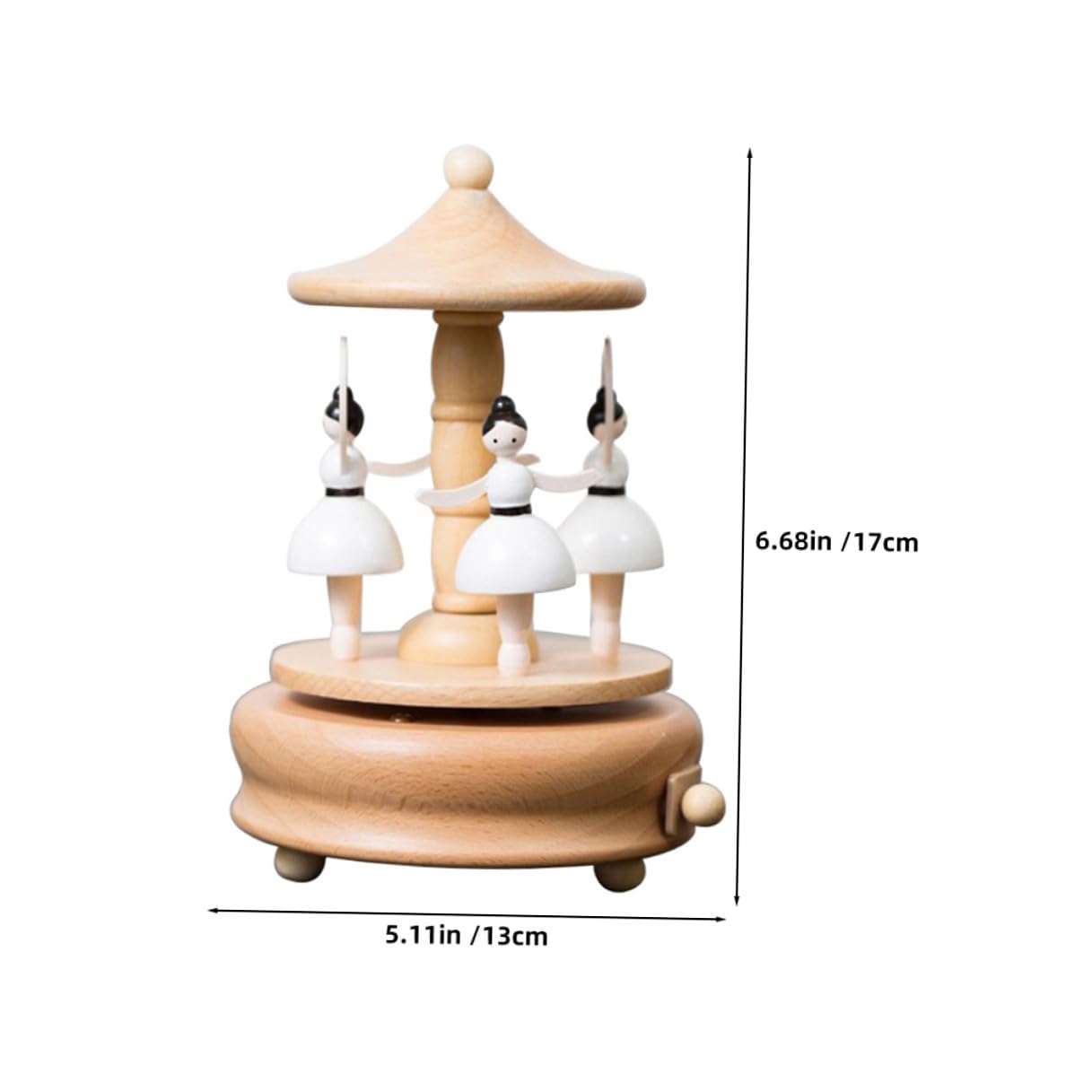 Caja de Música de Carrusel Giratoria de Madera Decoración Musical para Escritorio Adorno Creativo Figura de Bailarina Adecuado Obsequio Infantil y Cumpleaños Diseño Artesanal