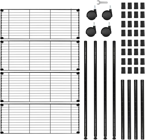 Image of Simple Deluxe Heavy Duty 4-Tier Storage Shelving Unit, 35.83 inch W x 13.98 inch D x 55.91 inch H, 1000 Lbs Loading Capacity, Black