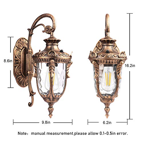 Partphoner Dusk To Dawn Outdoor Wall Lights Exterior Light Fixture, Gold Porch Light Wall Mount With Light Sensor, Outside Wall Sconce Lighting Wall Lamp For Entrance Doorway Garage House (Gold) #TOP4