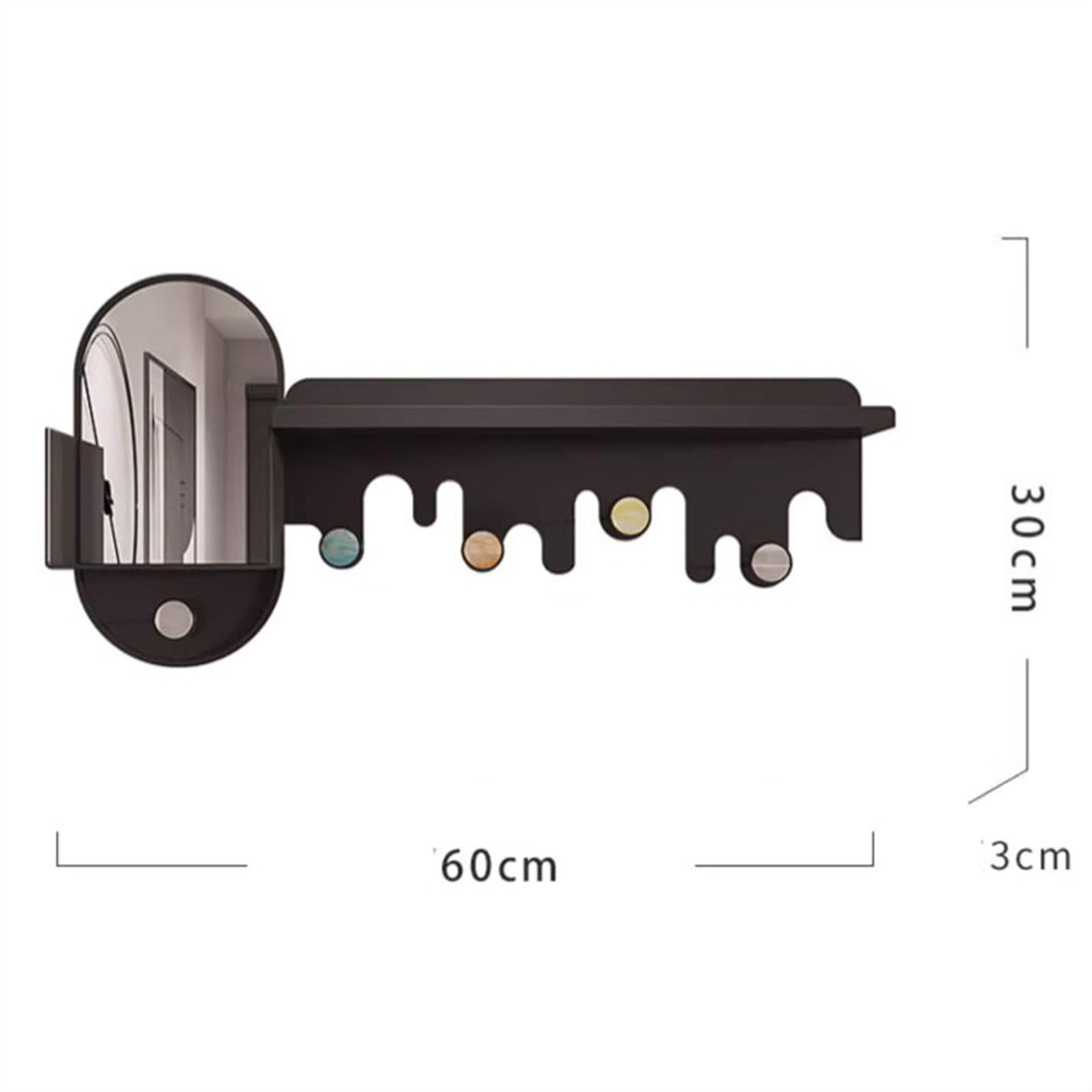 Appendiabiti da Parete con Ganci e Specchio Tondo Made in Italy