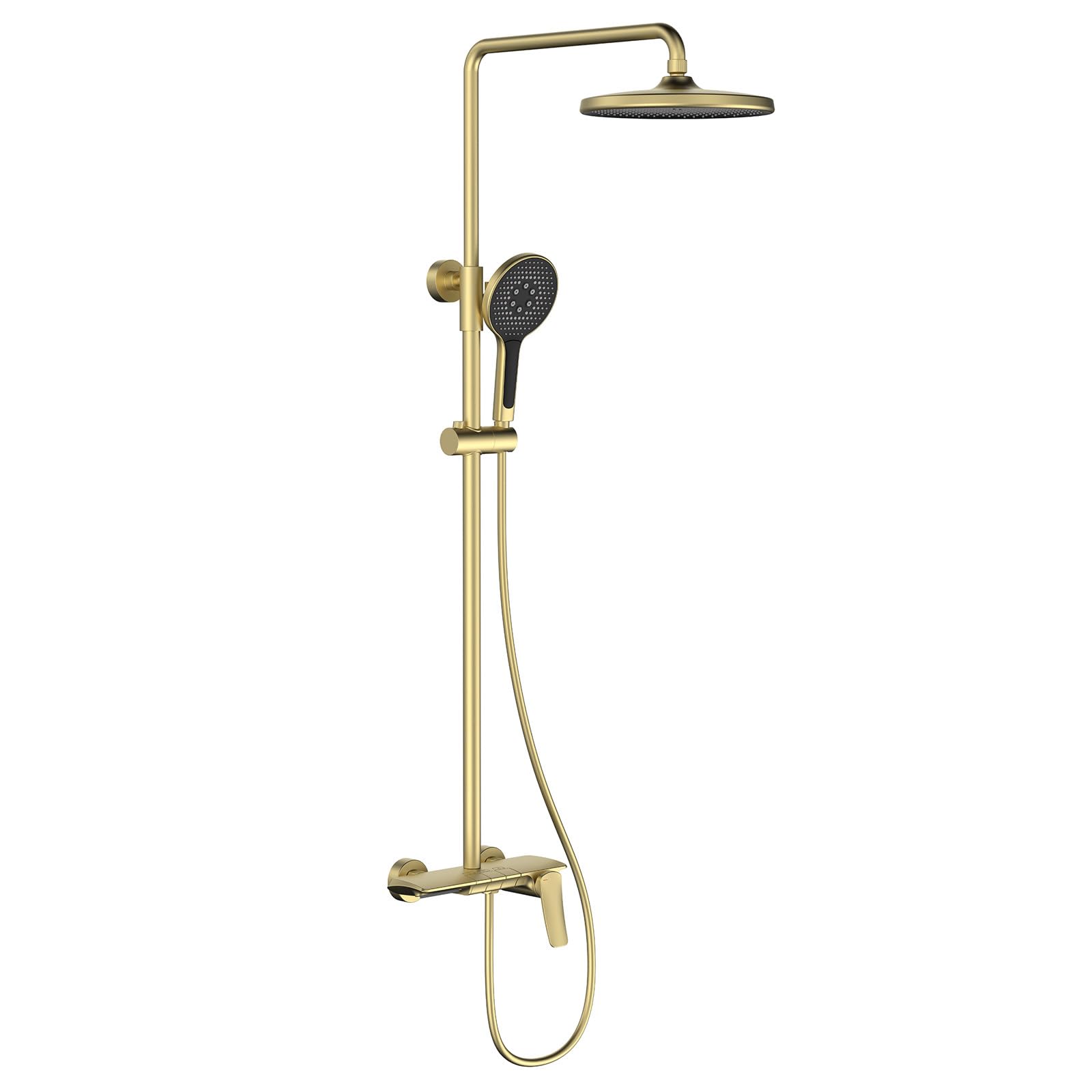 Système de douche colonne réglable avec pommeau de douche rond 25,4 cm et mitigeur