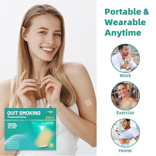 Fekux Quit Smoking Nicotine Patches Step 3, 7 mg Stop Aids Delivered Over 24 Hours Nicotine Transdermal Patch 35 Count Help to Quit Smoking Aids That Work