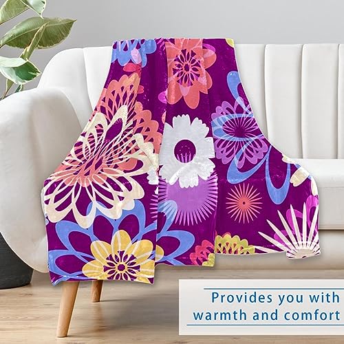 Couverture douce lit et camping motif fleuri abstrait 150x100 - 7