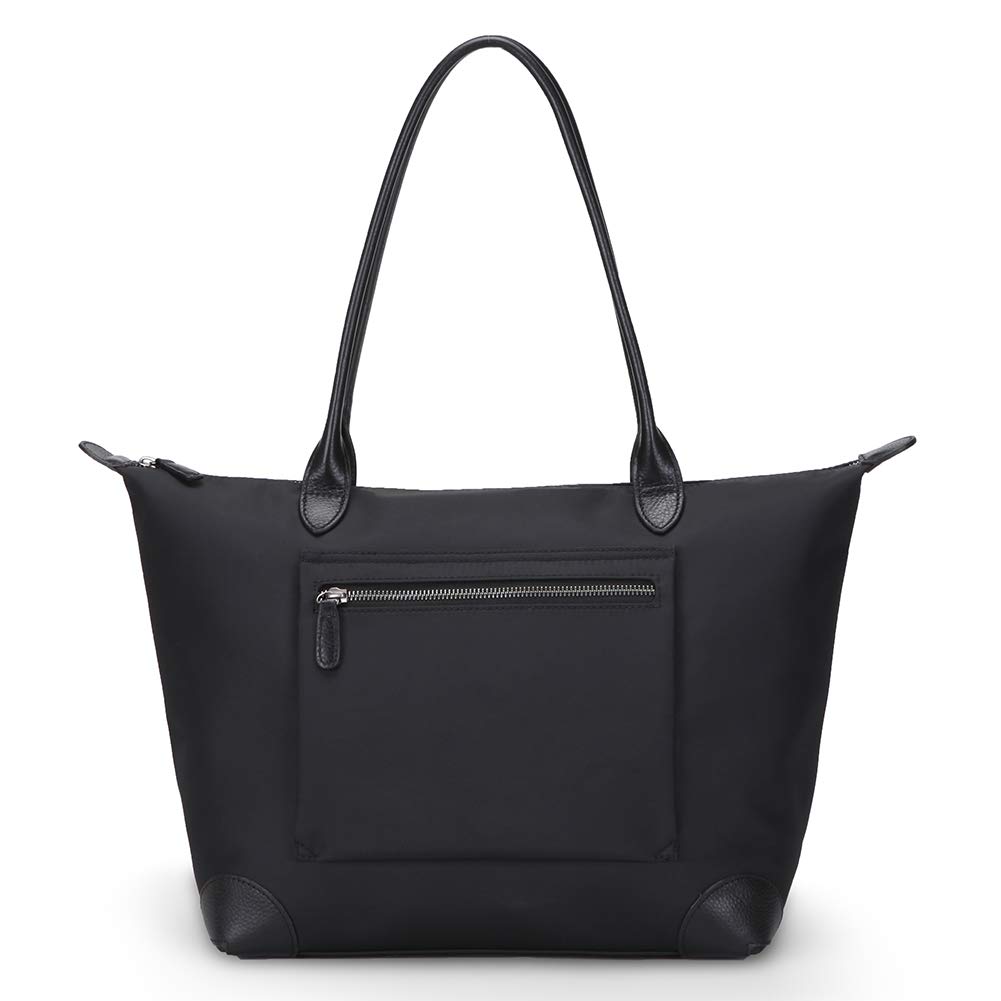 Borsa modello “Tote bag” da donna, grande borsa in nylon con manici in pelle, impermeabile, con cerniera, ideale per viaggio e lavoro